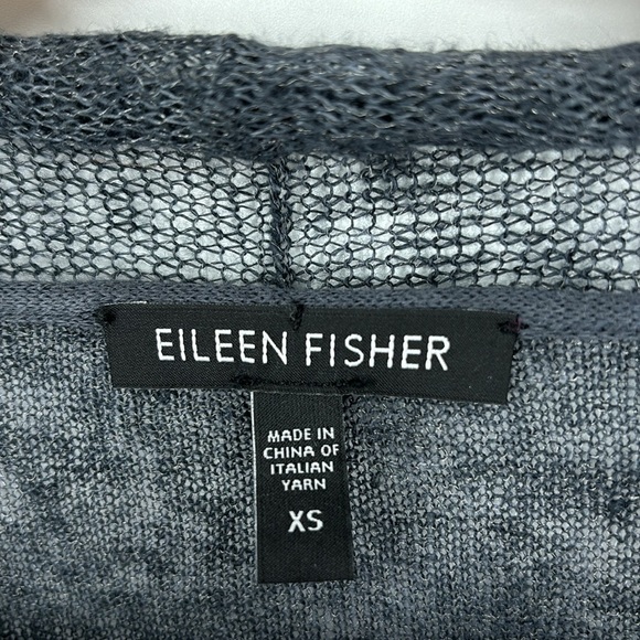 Eileen Fisher Open Front Linen Blend Gray Metallic Cardigan Women’s Size XS - Picture 3 of 7